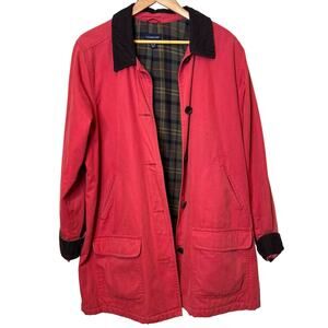 Lands End Plus Size 1x  16W-18W Red Chore Barn Coat Jacket Flannel Lined